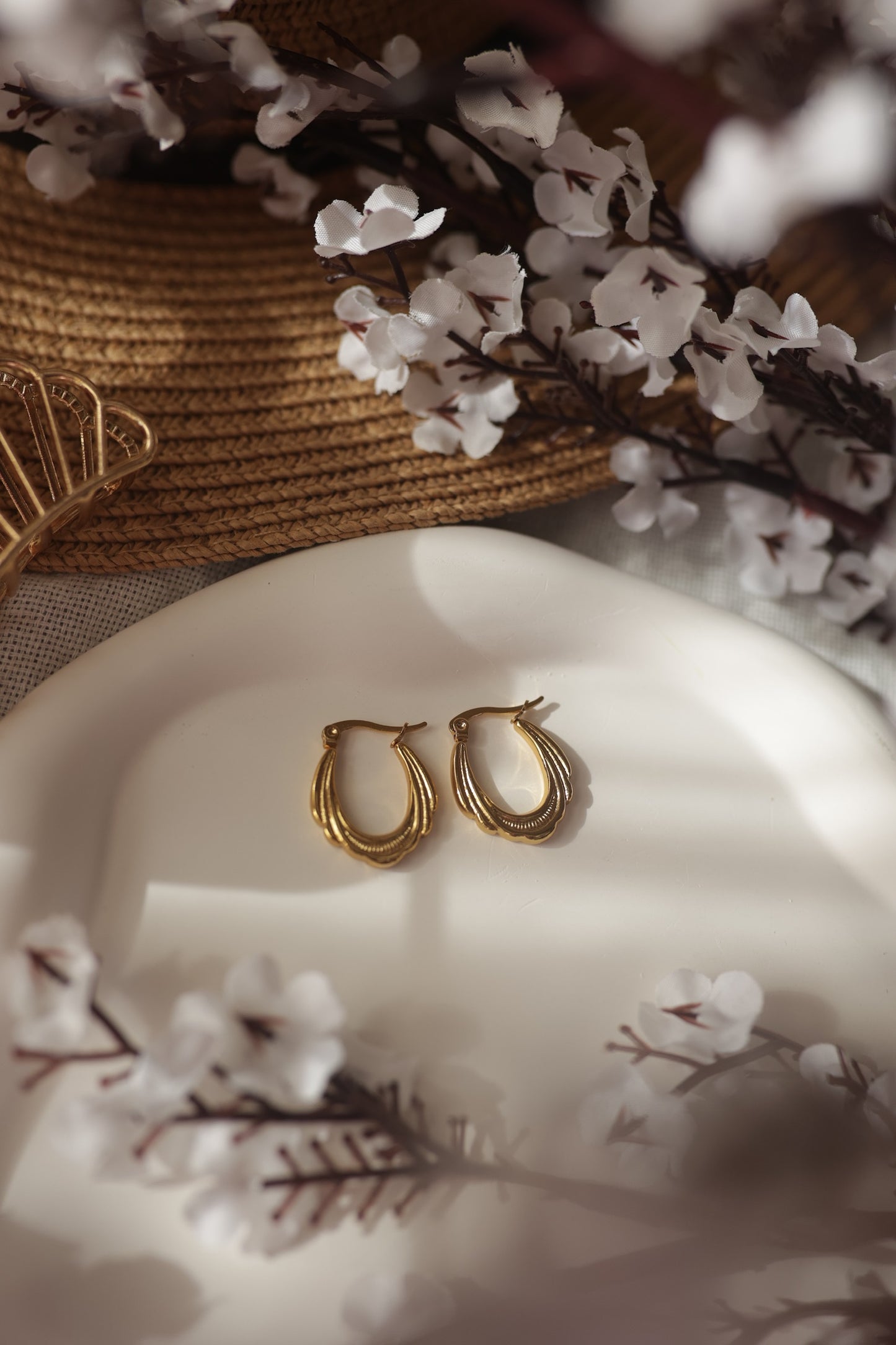 Mini Gold Vintage Etched Hoop Earrings