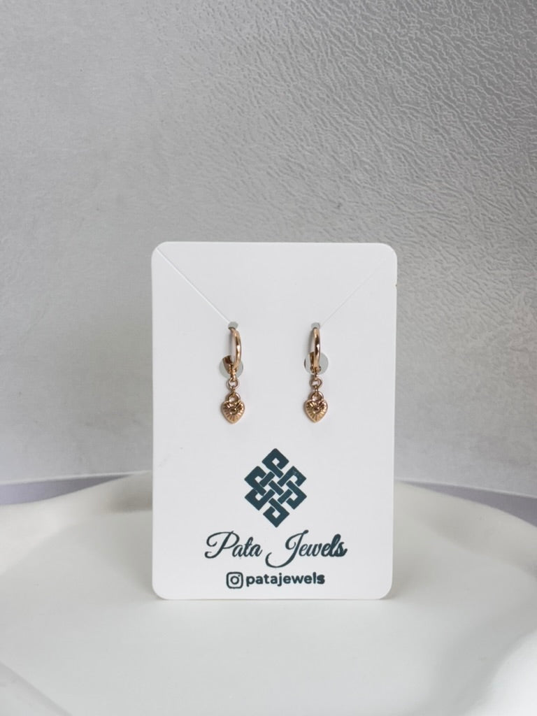 Rose Gold Heart Bloom Danglers