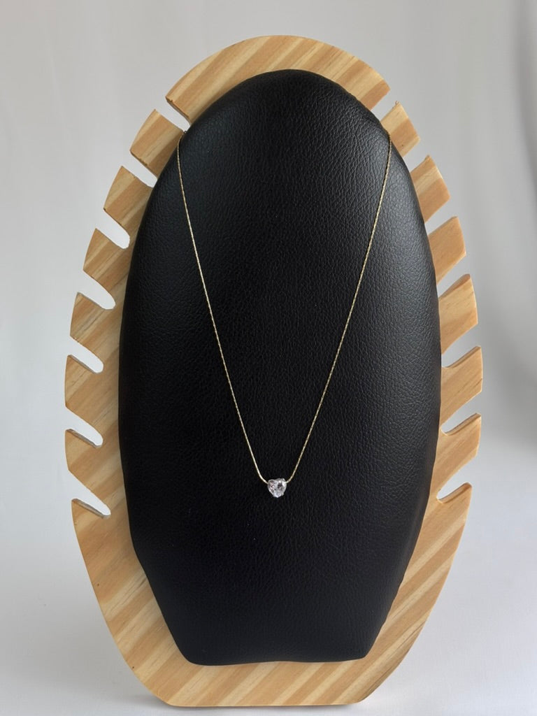 Crystal Heart Solitaire Necklace