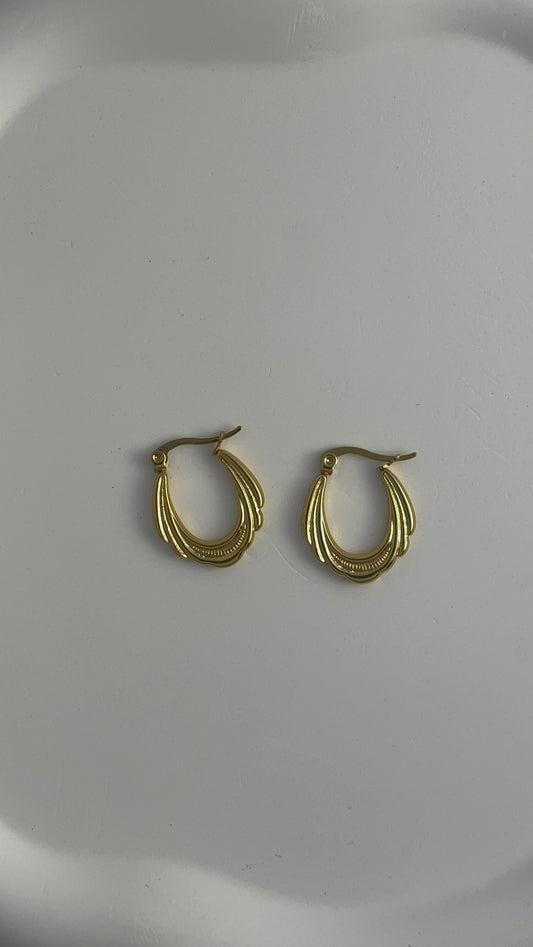 Mini Gold Vintage Etched Hoop Earrings