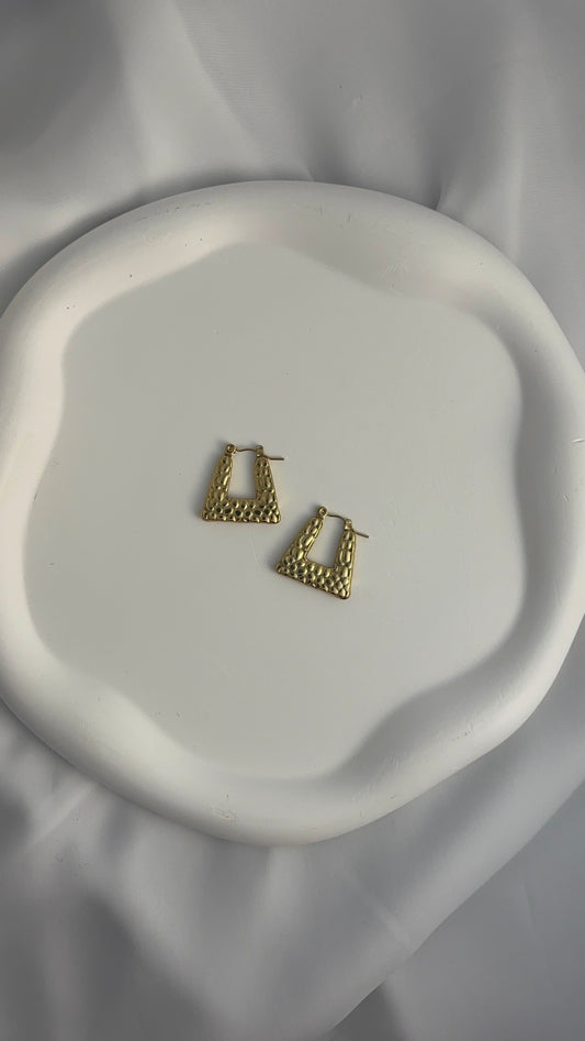 Textured Gold Open-Square Hoop Earrings