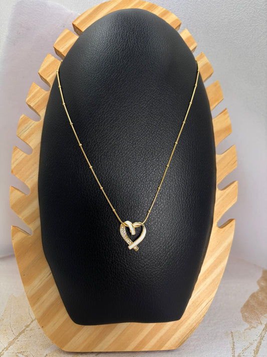 Gold X Heart Pendant Necklace