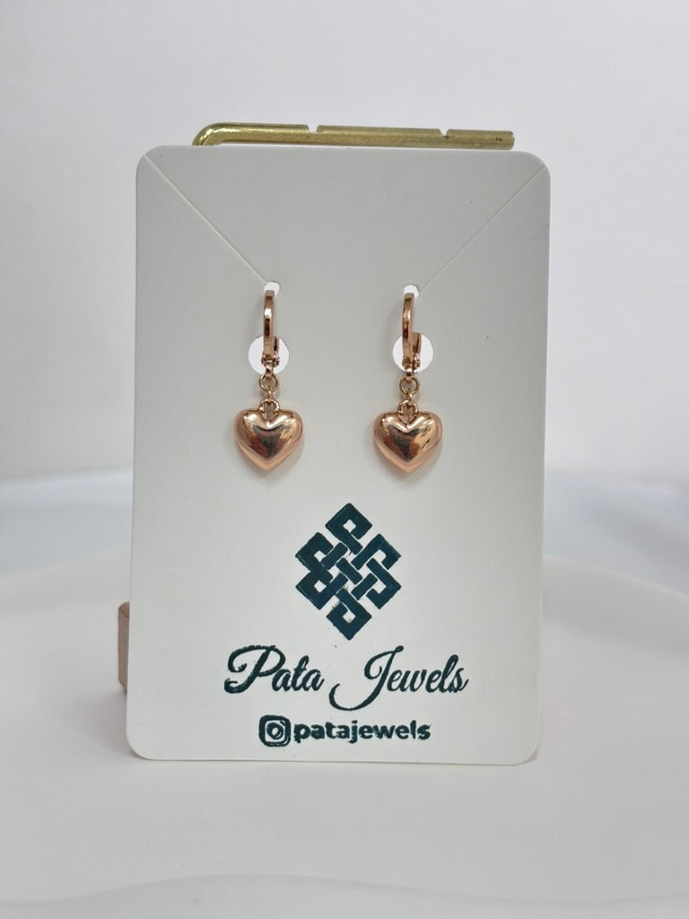 Rose Gold Heart Charm Danglers