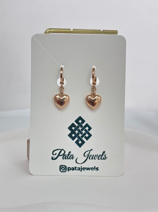 Rose Gold Heart Charm Danglers