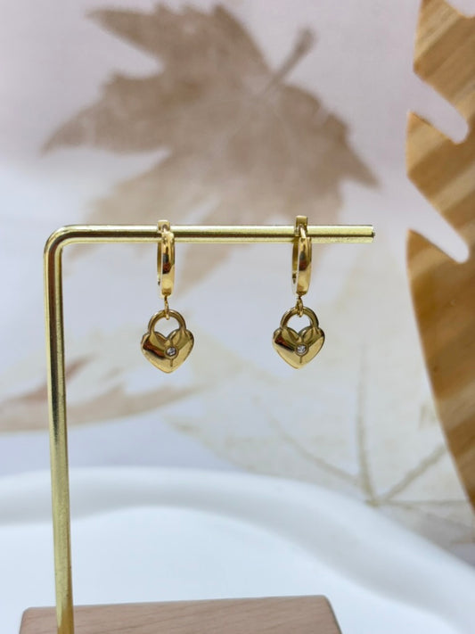Heartlock Gold Charm Danglers