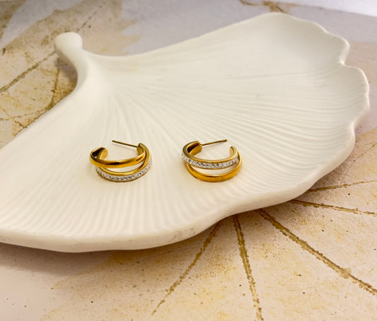 Duo Line Stud Hoops