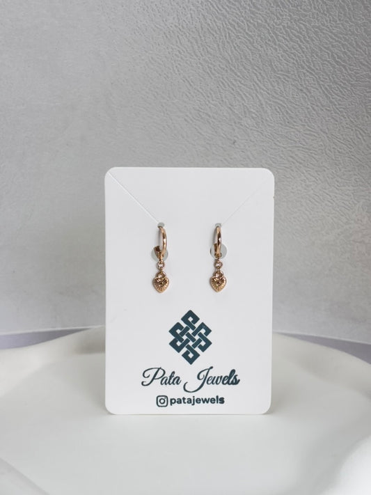Rose Gold Heart Bloom Danglers