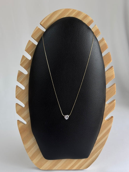 Crystal Heart Solitaire Necklace