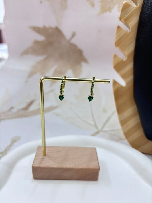 Green Heart Danglers