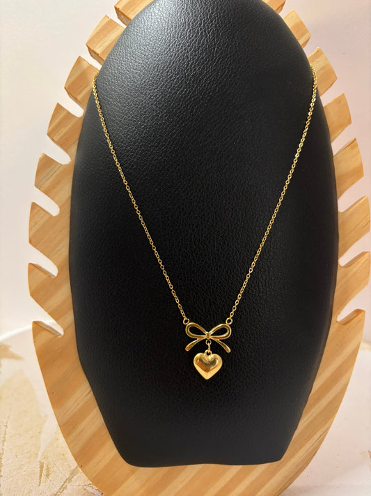 Heart Bow Pendant Necklace