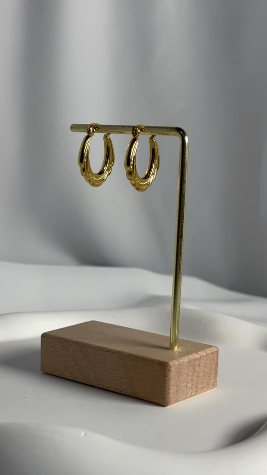Mini Gold Vintage Etched Hoop Earrings
