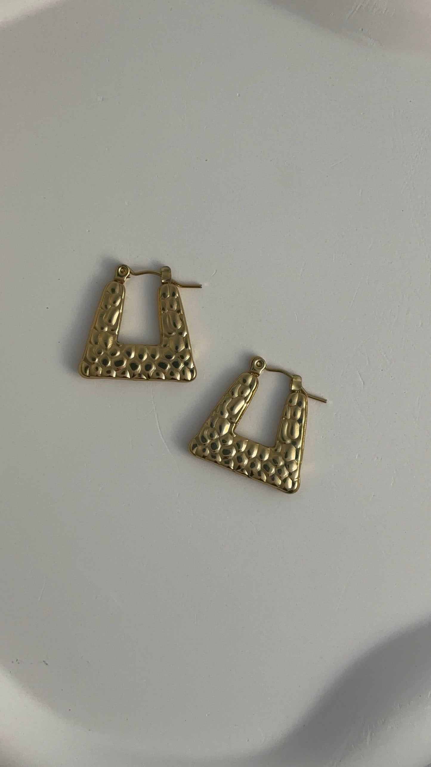 Textured Gold Open-Square Hoop Earrings